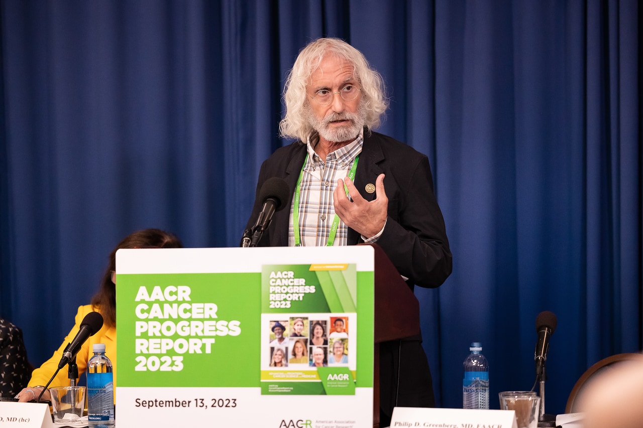AACR President Philip D. Greenberg at the policy briefing for the AACR Cancer Progress Report 2023.